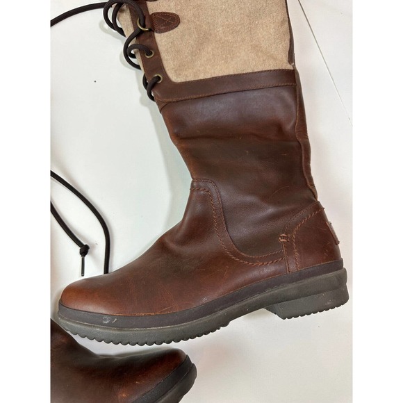 UGG Australia Elsa Brown Chestnut Leather Tall Boots Women's Size 6.5 - Picture 4 of 7